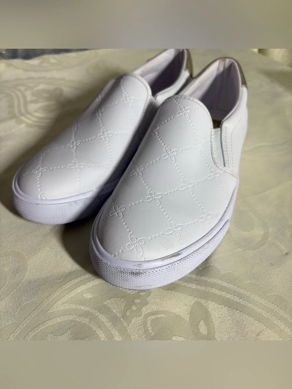Nine West White Quilted Slip-On Sneakers - Women's Casual Shoes